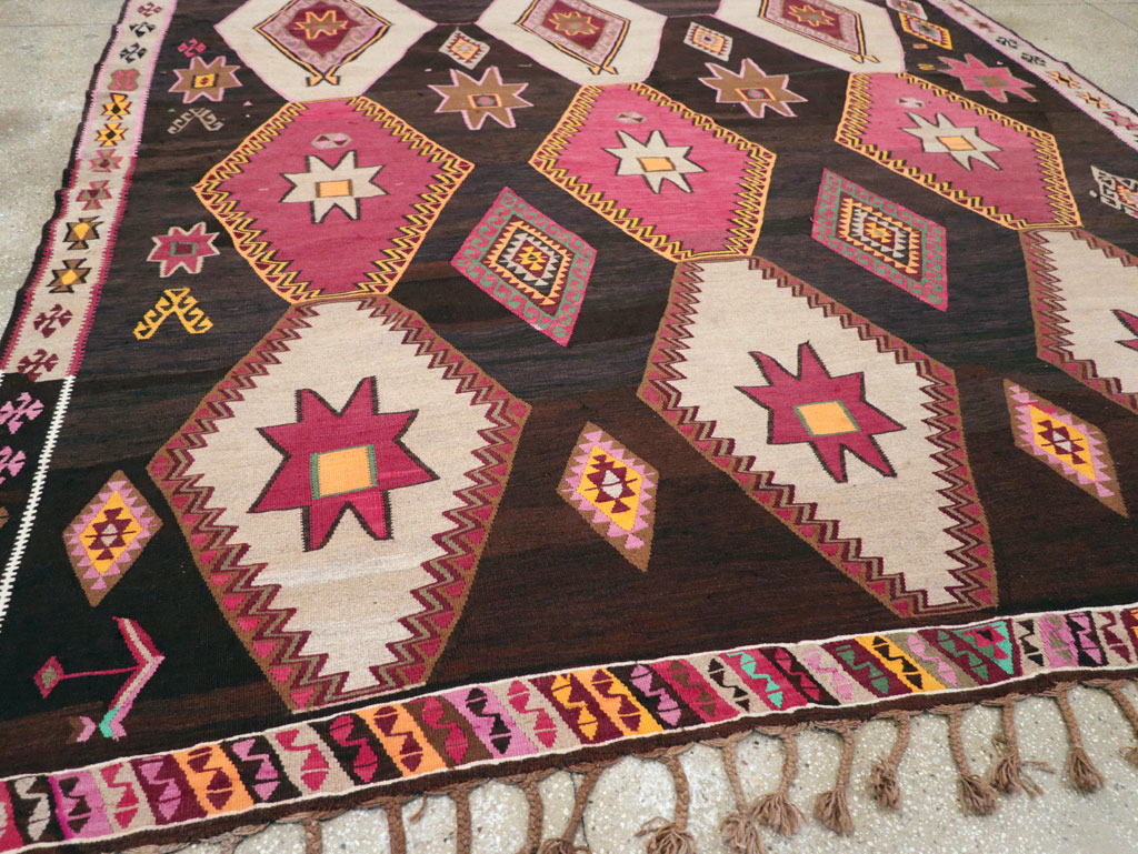 Vintage Turkish Flatweave Kilim Room Size Carpet, No.31648 - Gss