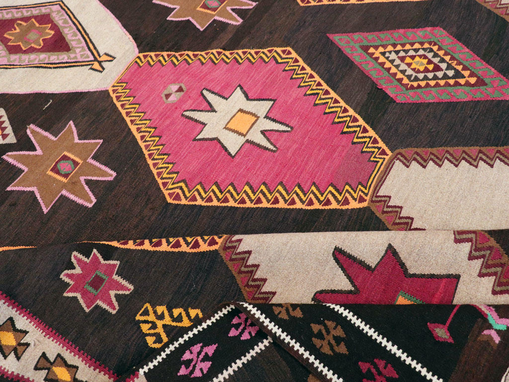 Vintage Turkish Flatweave Kilim Room Size Carpet, No.31648 - Gss
