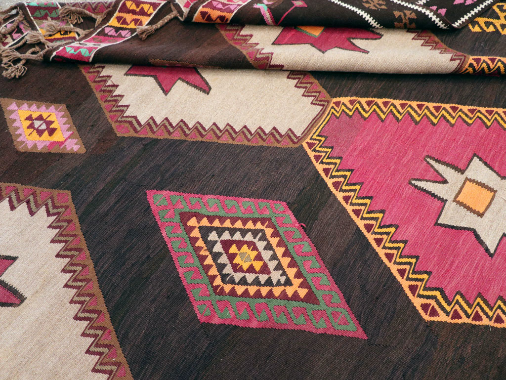 Vintage Turkish Flatweave Kilim Room Size Carpet, No.31648 - Gss