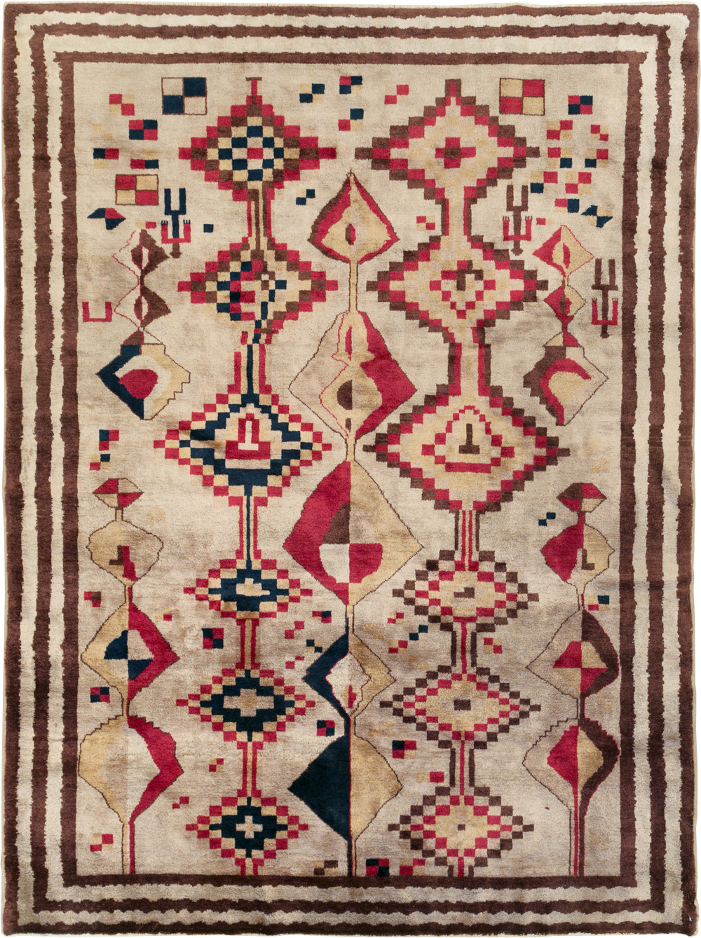 Vintage Turkish Tribal Art Deco Accent Carpet, No.31655 - Gss