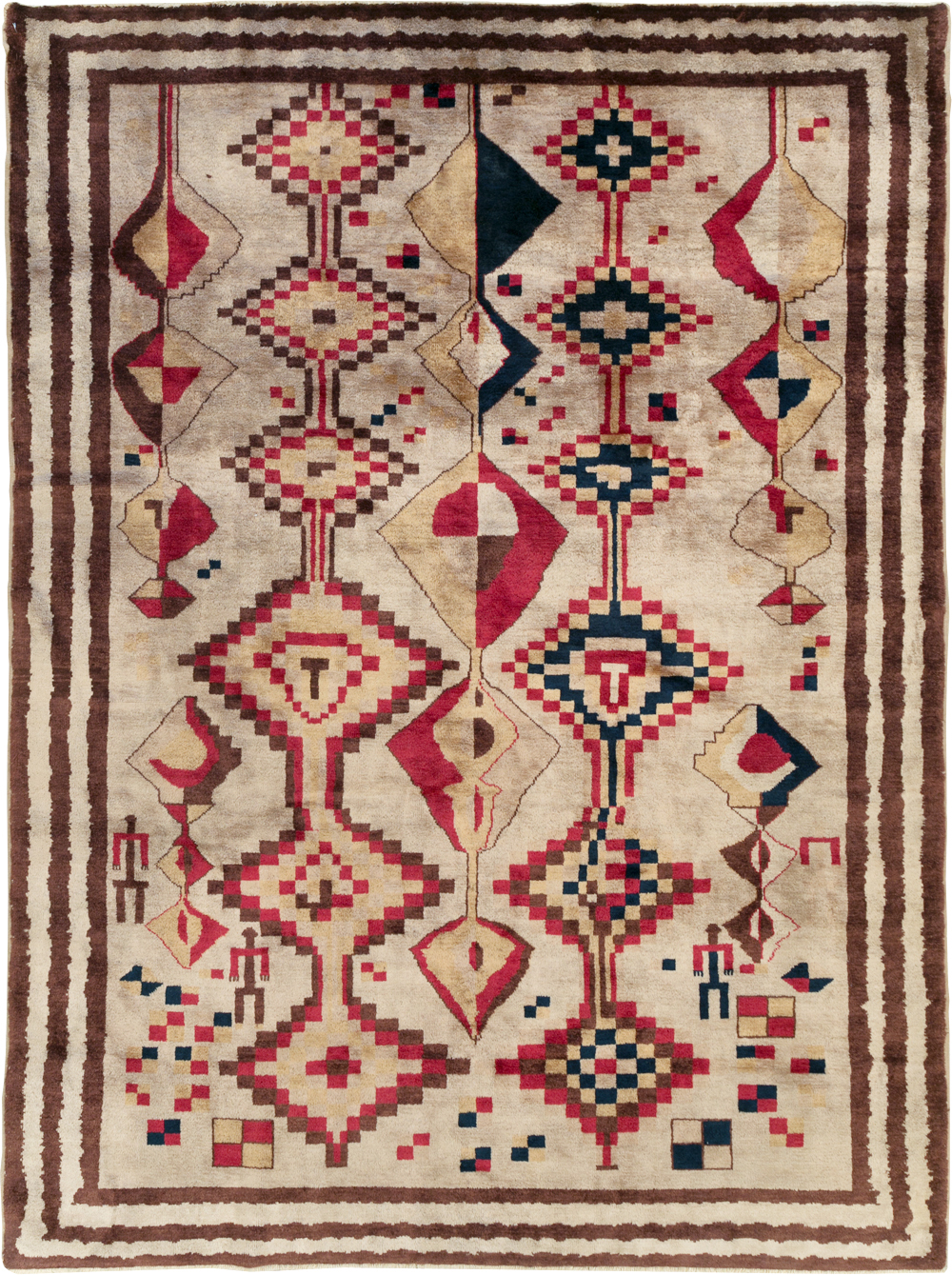 Vintage Turkish Tribal Art Deco Accent Carpet, No.31655 - Gss