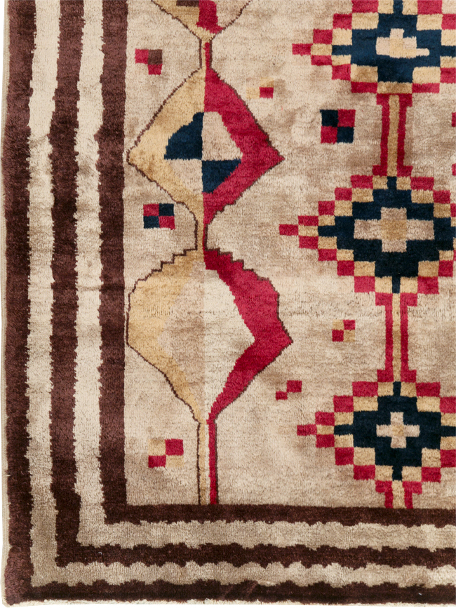Vintage Turkish Tribal Art Deco Accent Carpet, No.31655 - Gss
