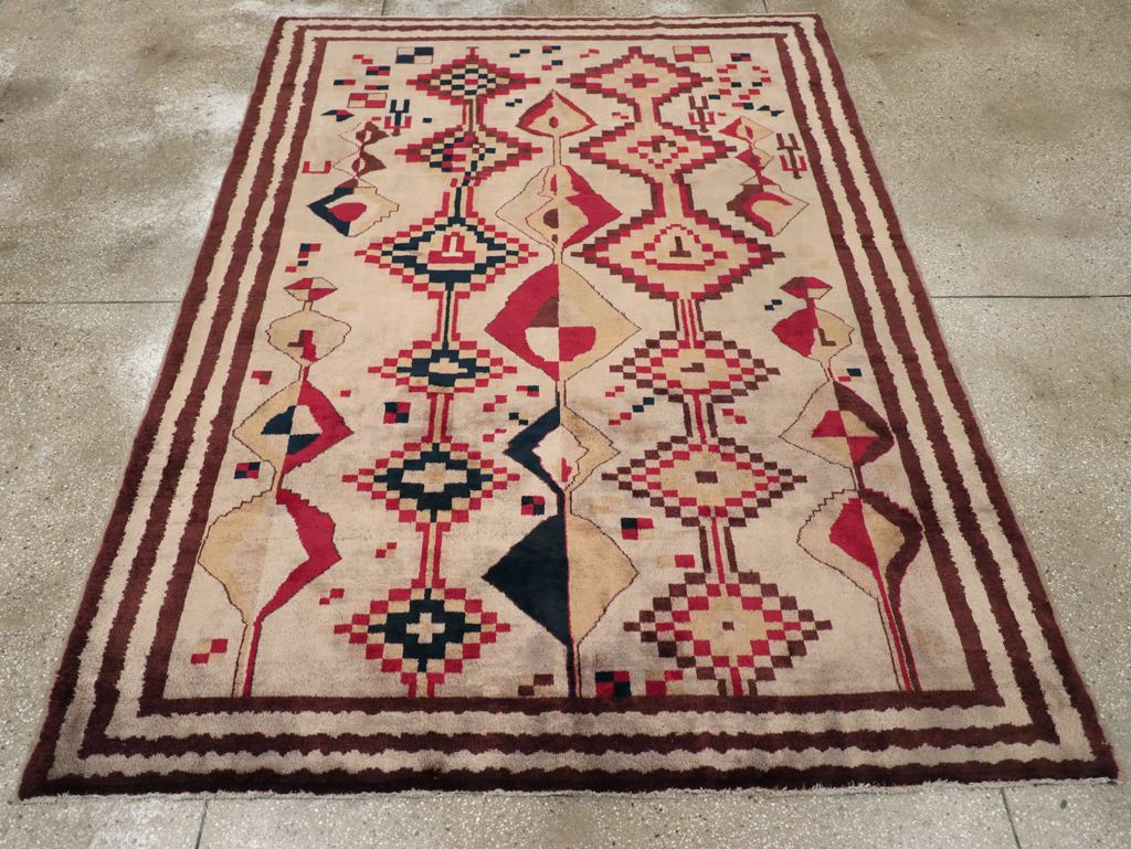 Vintage Turkish Tribal Art Deco Accent Carpet, No.31655 - Gss