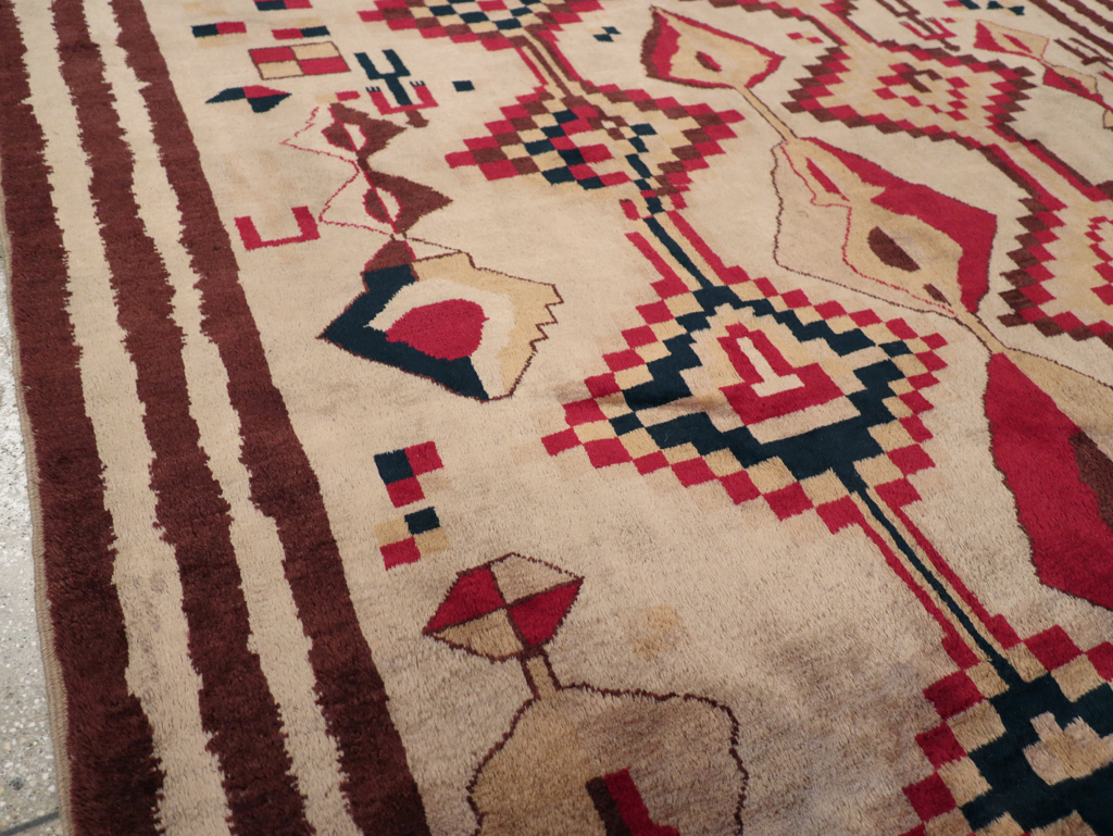 Vintage Turkish Tribal Art Deco Accent Carpet, No.31655 - Gss