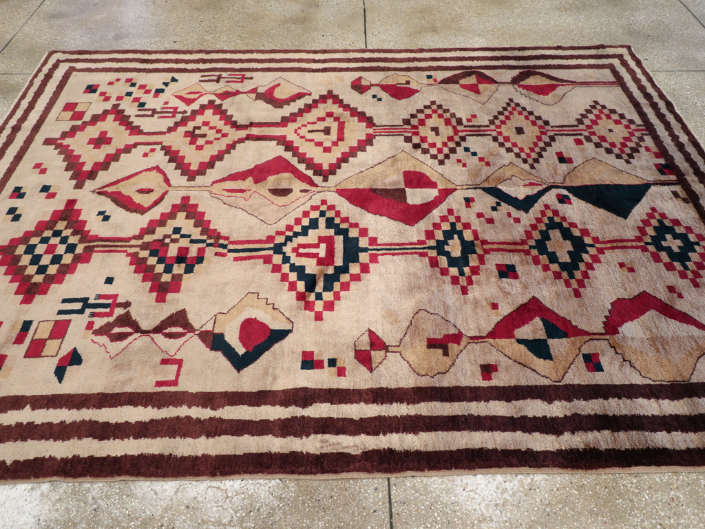 Vintage Turkish Tribal Art Deco Accent Carpet, No.31655 - Gss