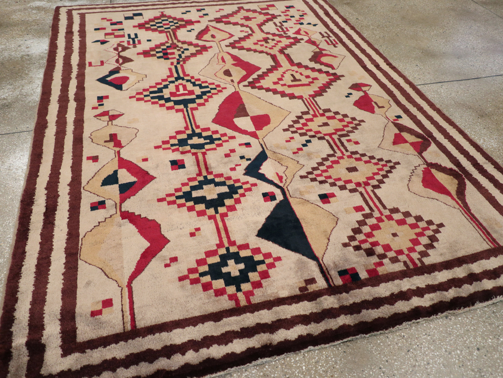 Vintage Turkish Tribal Art Deco Accent Carpet, No.31655 - Gss
