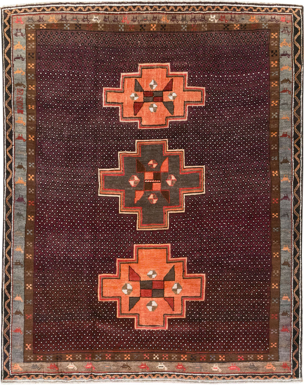 Vintage Turkish Anatolian Tribal Small Room Size Carpet, No.31666 - Gss