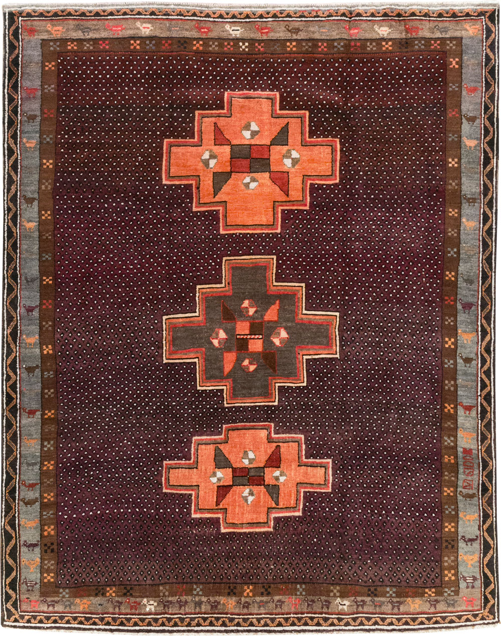 Vintage Turkish Anatolian Tribal Small Room Size Carpet, No.31666 - Gss