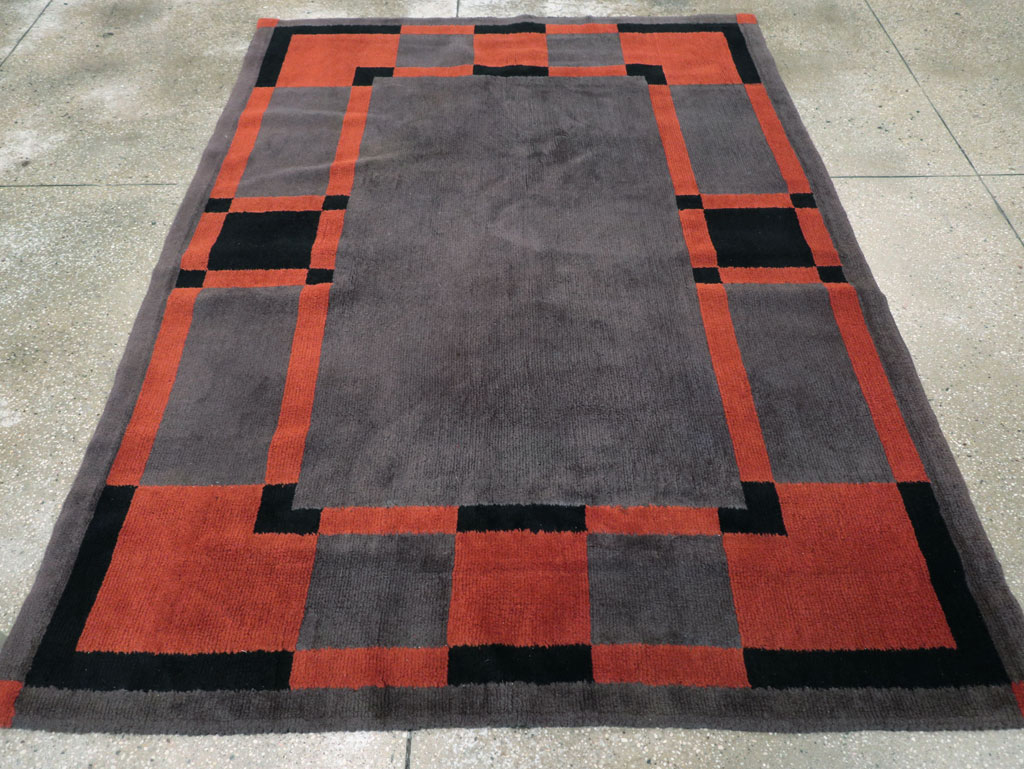 Vintage French Art Deco Accent Rug, No.31683 - Gss