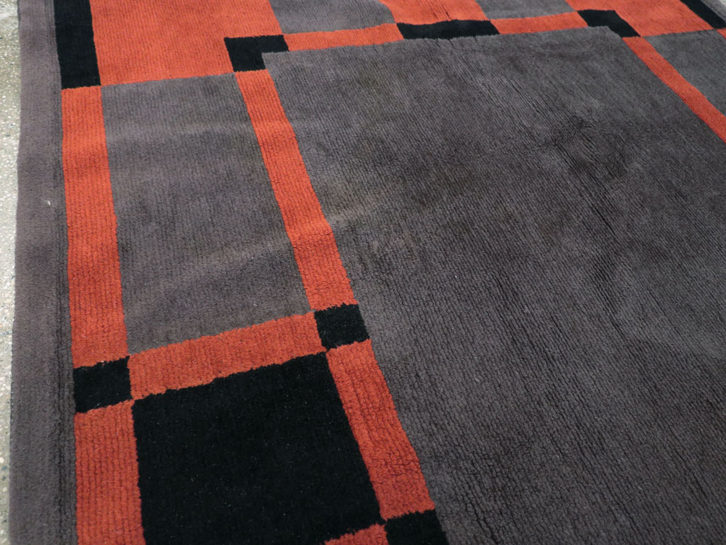 Vintage French Art Deco Accent Rug, No.31683 - Gss