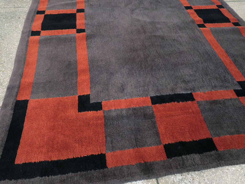 Vintage French Art Deco Accent Rug, No.31683 - Gss