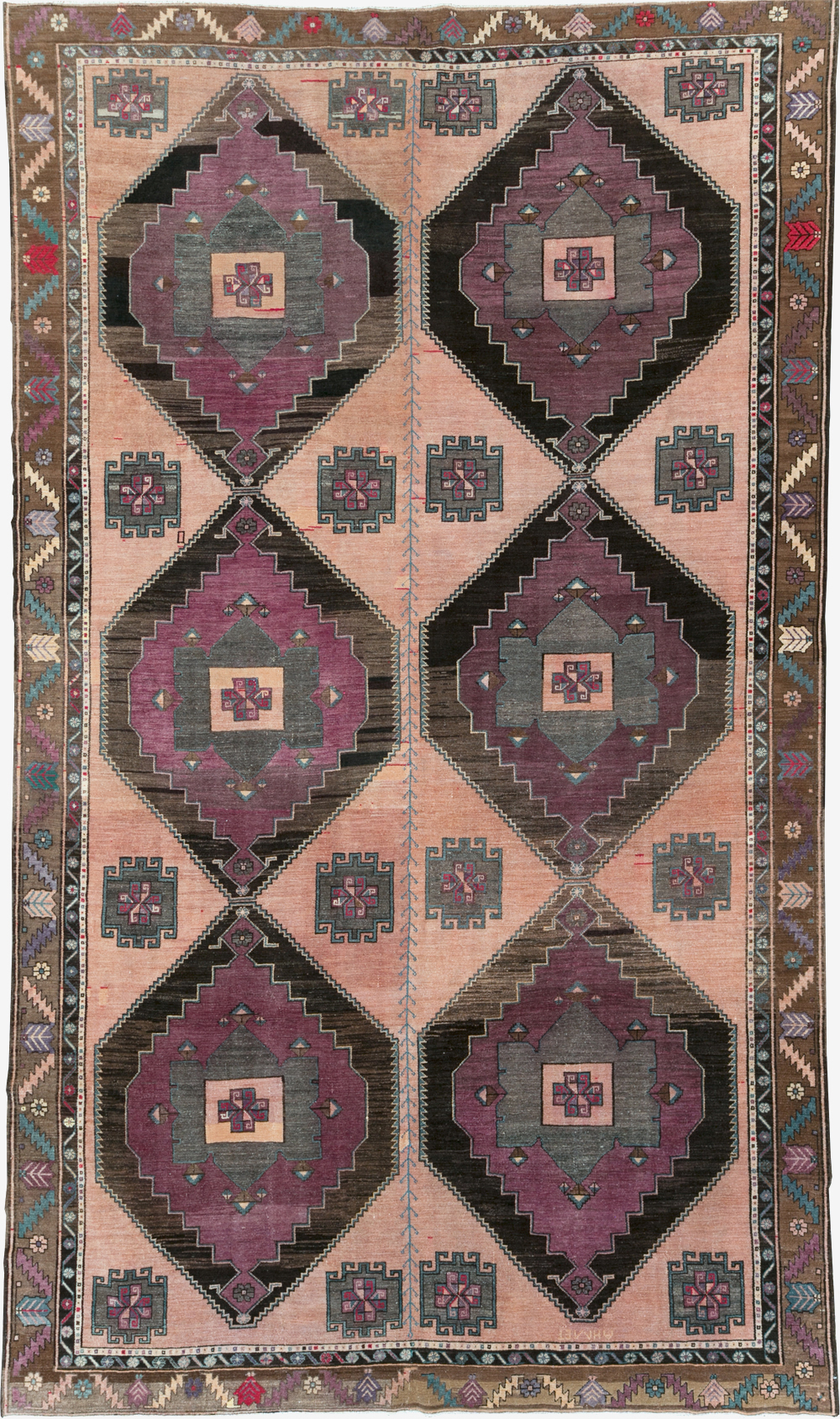 Vintage Turkish Anatolian Tribal Long Room Size Carpet, No.31692 - Gss