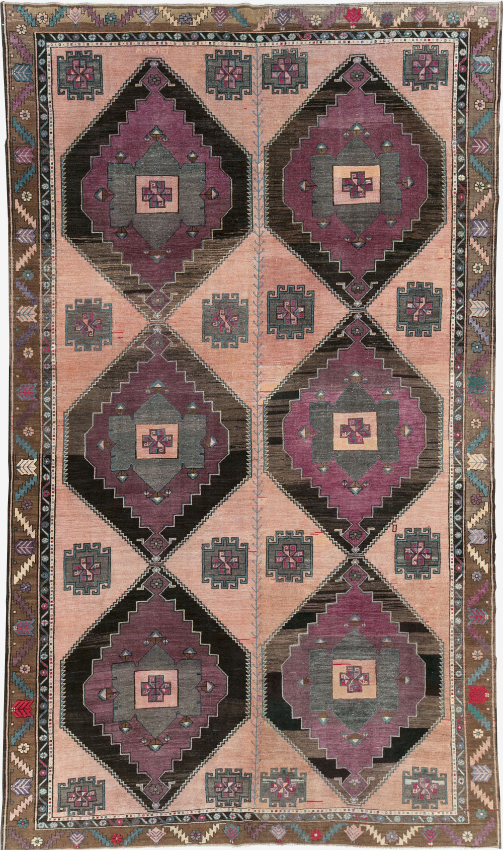Vintage Turkish Anatolian Tribal Long Room Size Carpet, No.31692 - Gss