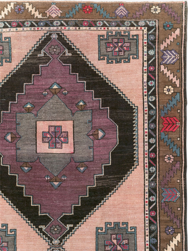 Vintage Turkish Anatolian Tribal Long Room Size Carpet, No.31692 - Gss