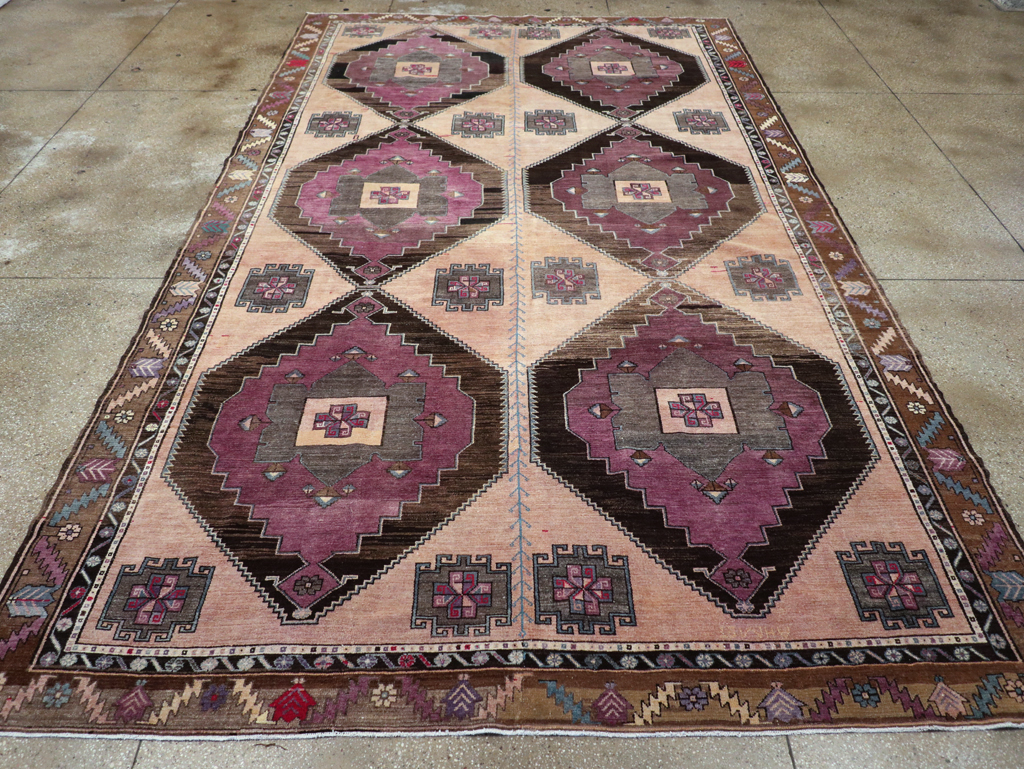 Vintage Turkish Anatolian Tribal Long Room Size Carpet, No.31692 - Gss