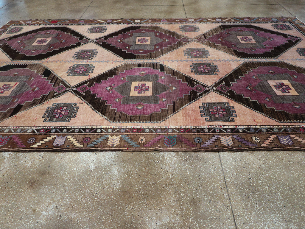 Vintage Turkish Anatolian Tribal Long Room Size Carpet, No.31692 - Gss