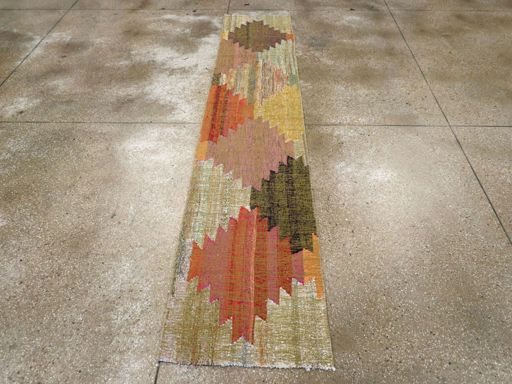 Modern Turkish Flatweave Runner, No.31697 - Gss