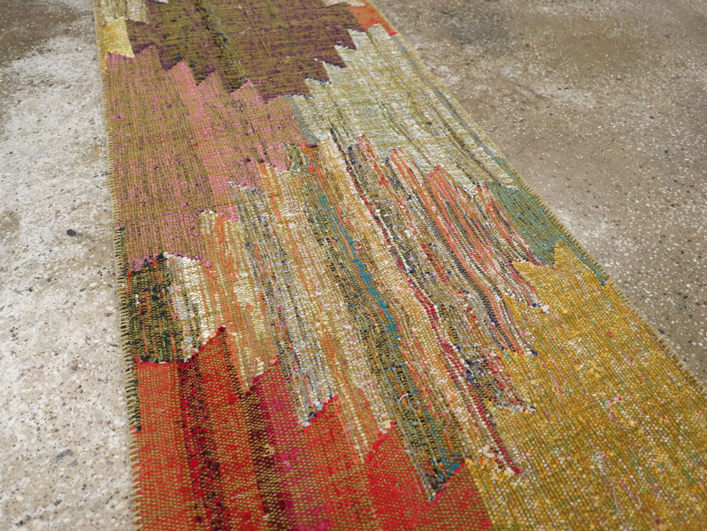 Modern Turkish Flatweave Runner, No.31697 - Gss