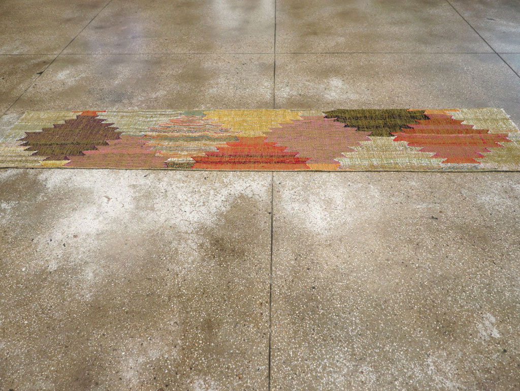 Modern Turkish Flatweave Runner, No.31697 - Gss