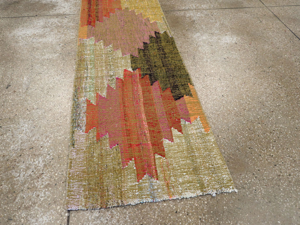 Modern Turkish Flatweave Runner, No.31697 - Gss
