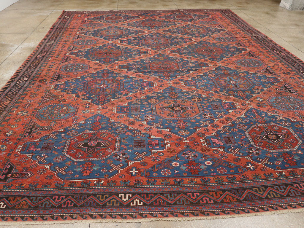 Antique Central Asian Soumak Flatweave Large Carpet, No.31710 - Gss