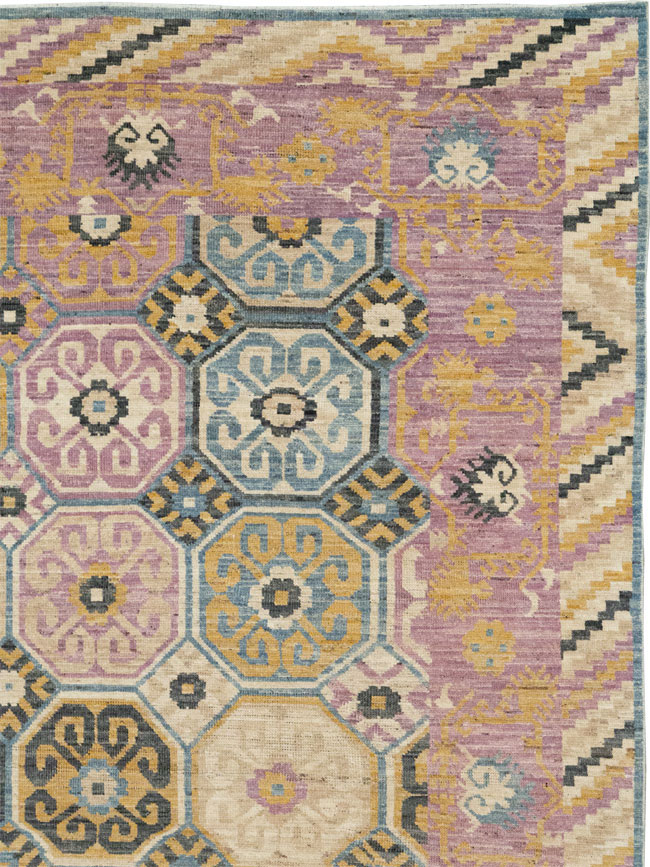 Contemporary East Turkestan Khotan Room Size Carpet, No.31719 - Gss