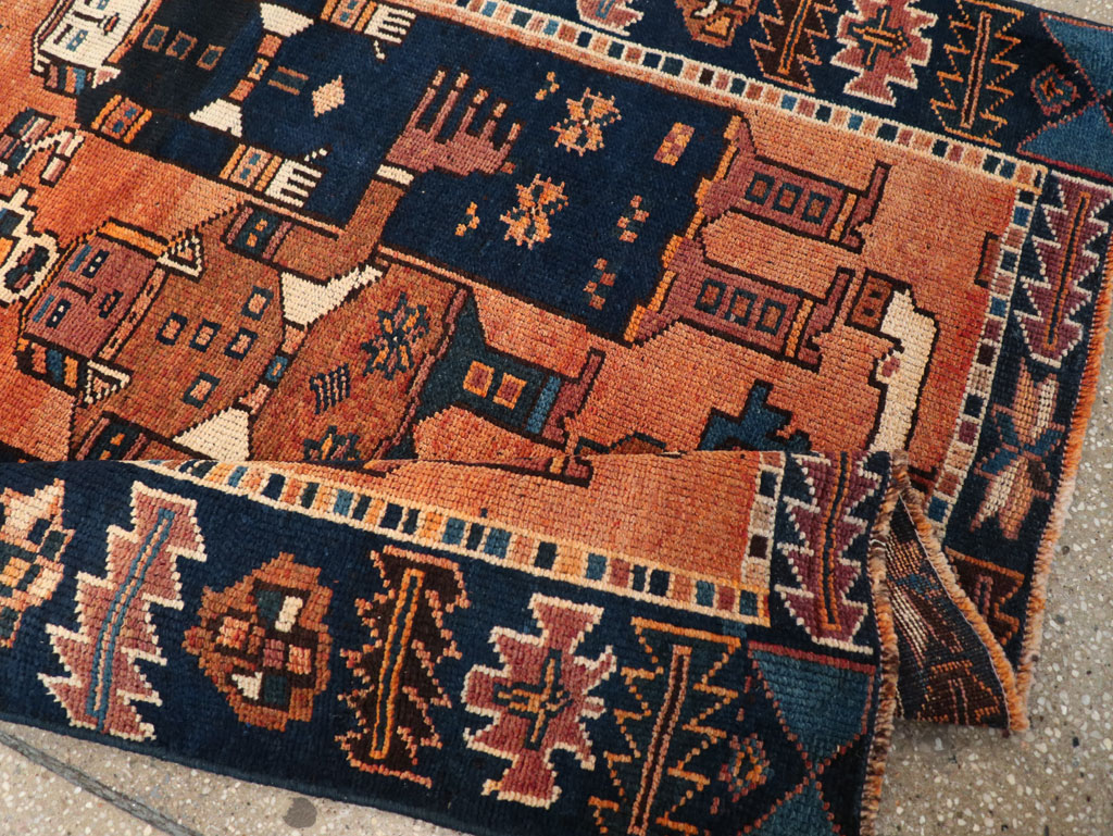 Vintage Persian Pictorial Bakhtiari Accent Rug, No.31743 - Gss