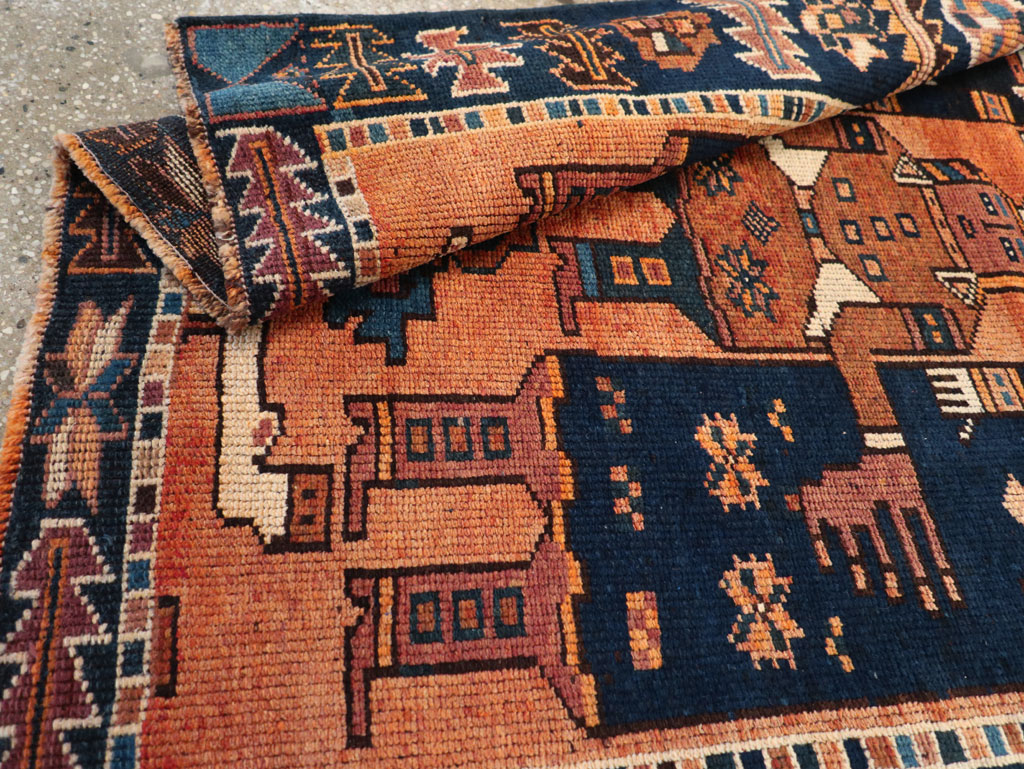 Vintage Persian Pictorial Bakhtiari Accent Rug, No.31743 - Gss