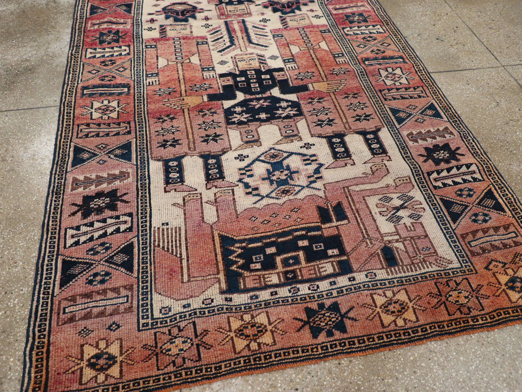 Vintage Persian Pictorial Bakhtiari Tribal Accent Rug, No.31744 - Gss