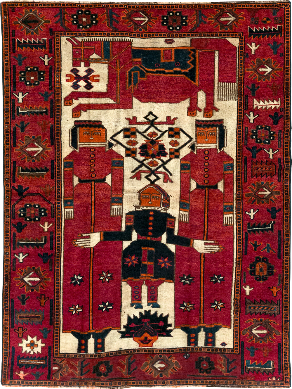 Vintage Bakhtiari Pictorial Rug, No.31746 - Gss