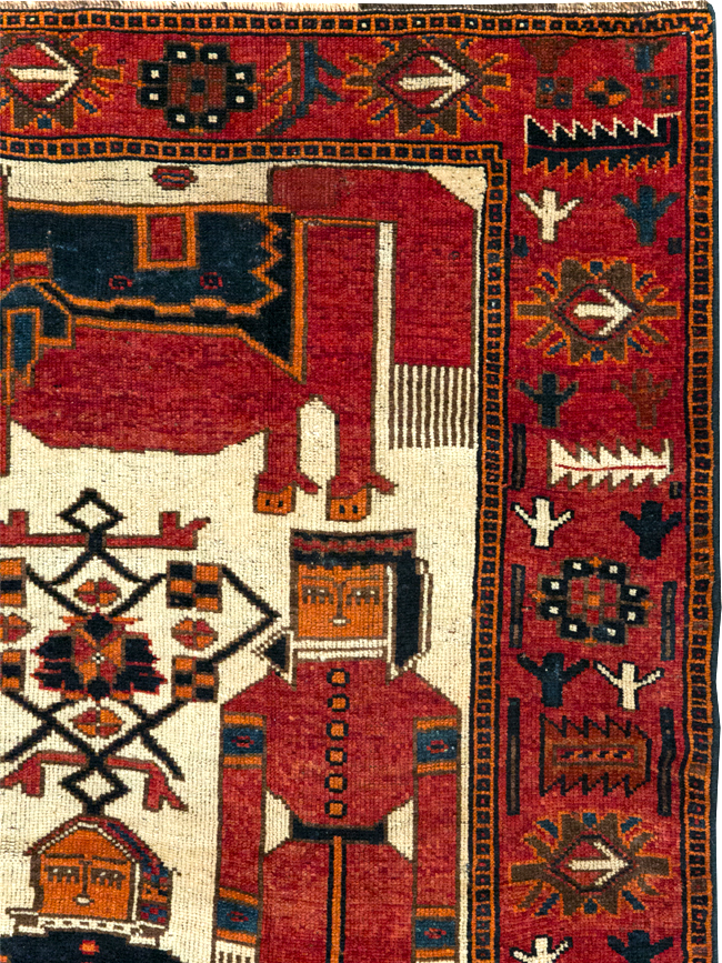 Vintage Bakhtiari Pictorial Rug, No.31746 - Gss