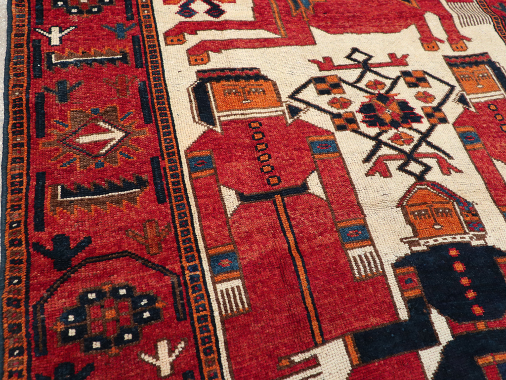 Vintage Bakhtiari Pictorial Rug, No.31746 - Gss