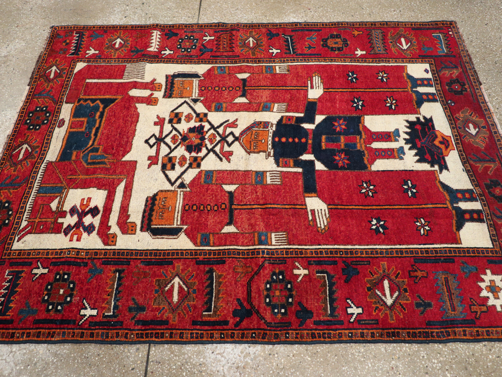 Vintage Bakhtiari Pictorial Rug, No.31746 - Gss