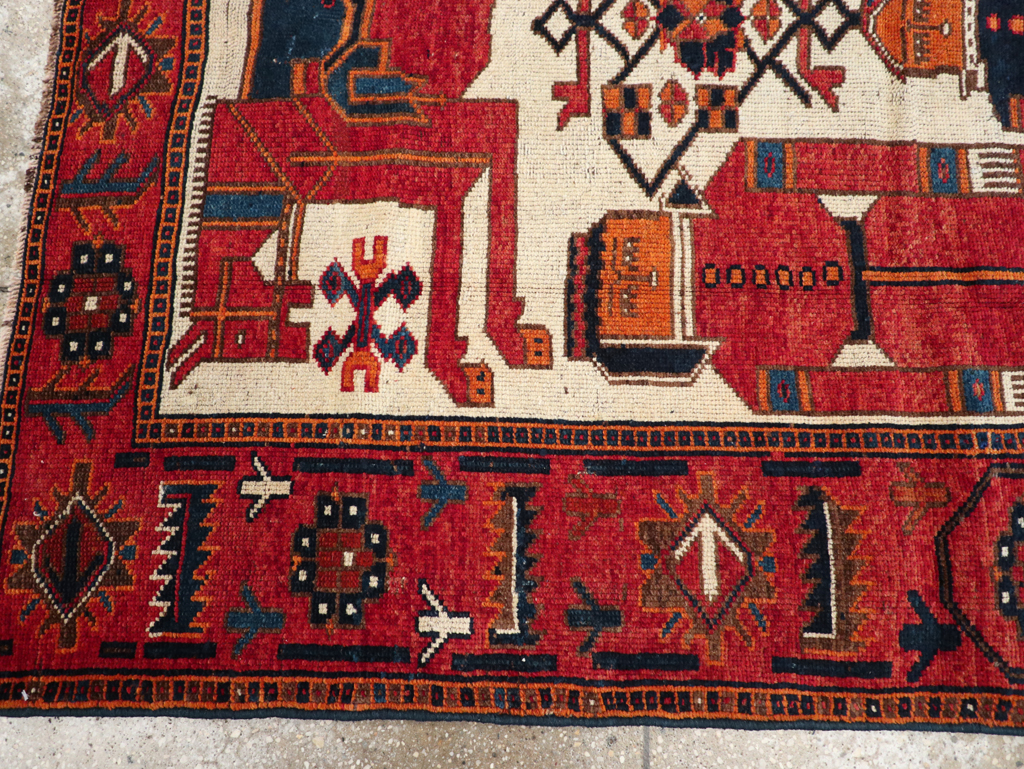 Vintage Bakhtiari Pictorial Rug, No.31746 - Gss