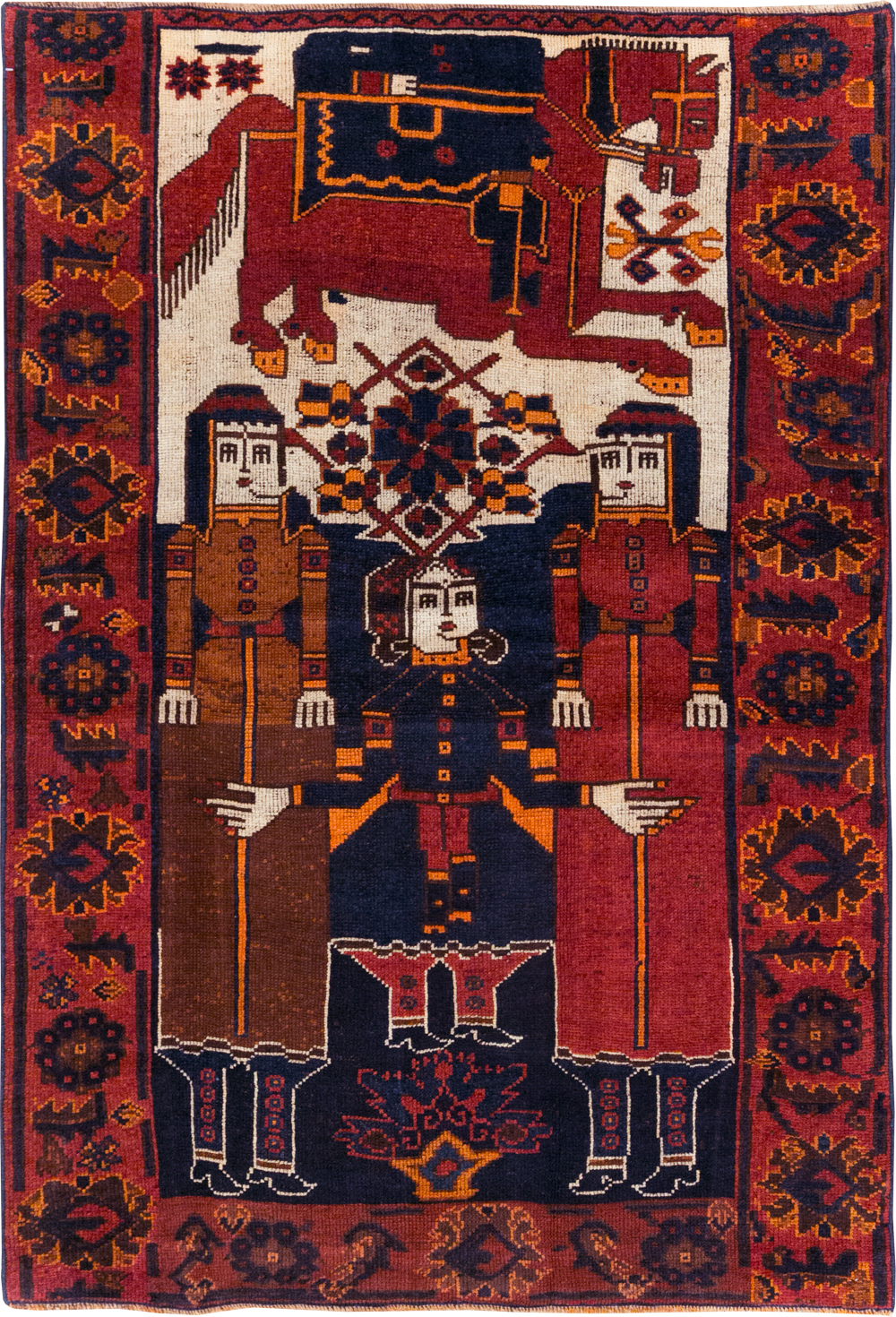 Vintage Persian Bakhtiari Pictorial Rug, No.31749 - Gss