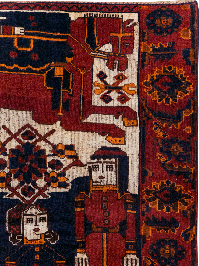 Vintage Persian Bakhtiari Pictorial Rug, No.31749 - Gss