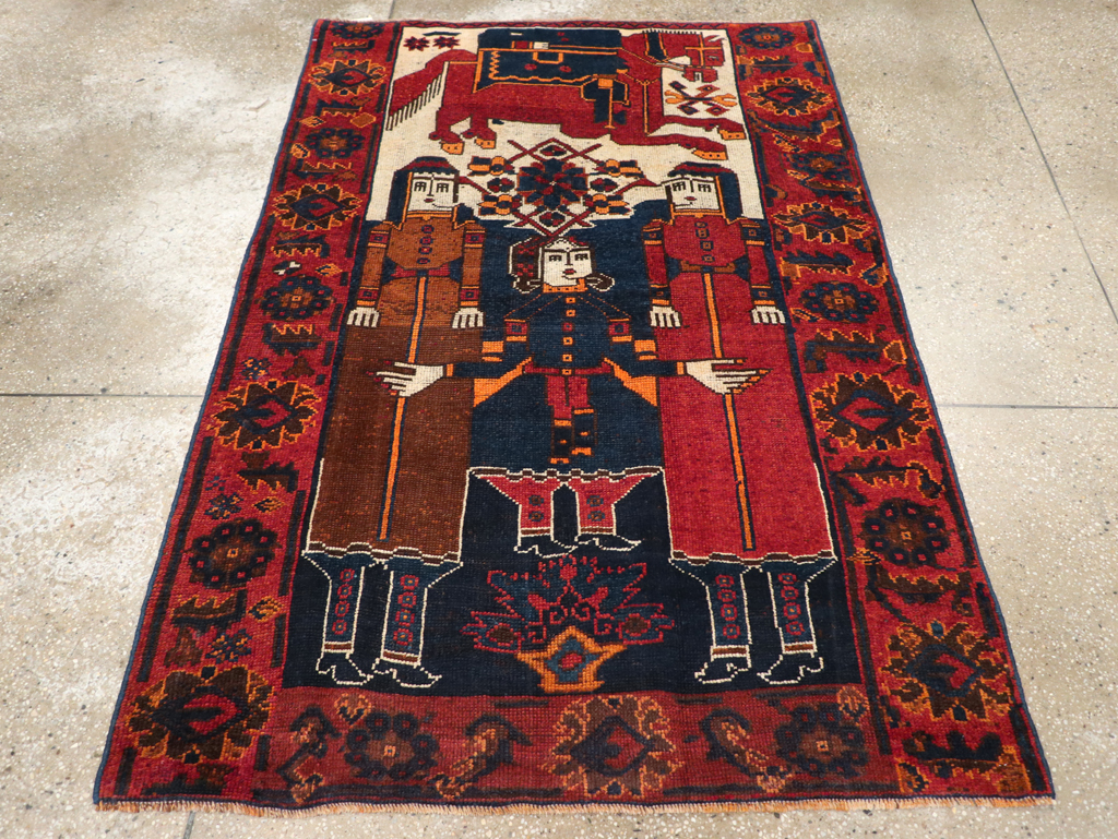 Vintage Persian Bakhtiari Pictorial Rug, No.31749 - Gss