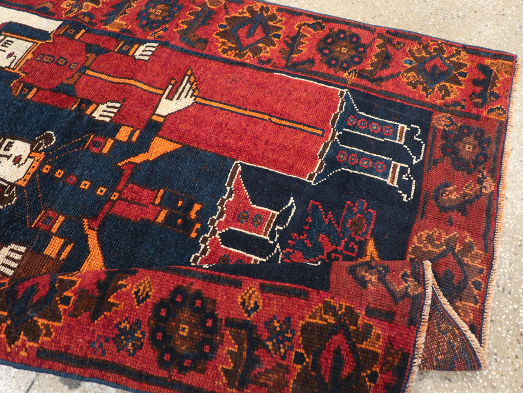 Vintage Persian Bakhtiari Pictorial Rug, No.31749 - Gss