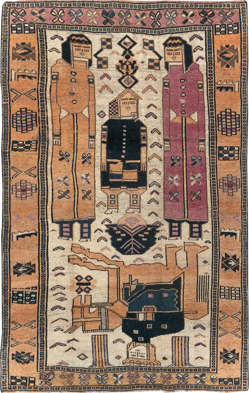 Vintage Persian Bakhtiari Pictorial Rug, No.31750 - Gss