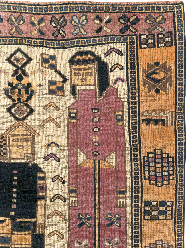 Vintage Persian Bakhtiari Pictorial Rug, No.31750 - Gss