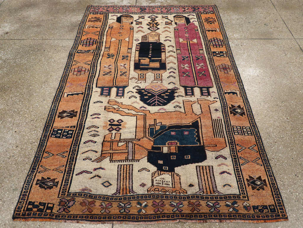 Vintage Persian Bakhtiari Pictorial Rug, No.31750 - Gss