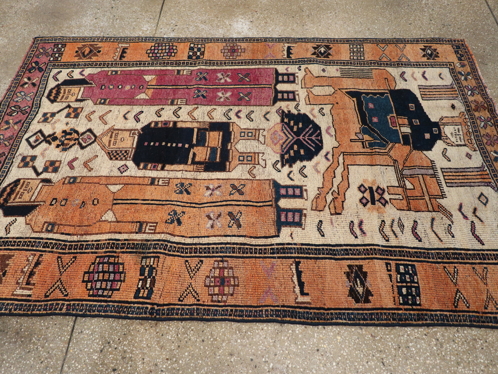 Vintage Persian Bakhtiari Pictorial Rug, No.31750 - Gss