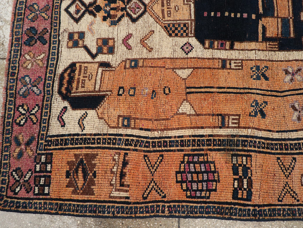 Vintage Persian Bakhtiari Pictorial Rug, No.31750 - Gss