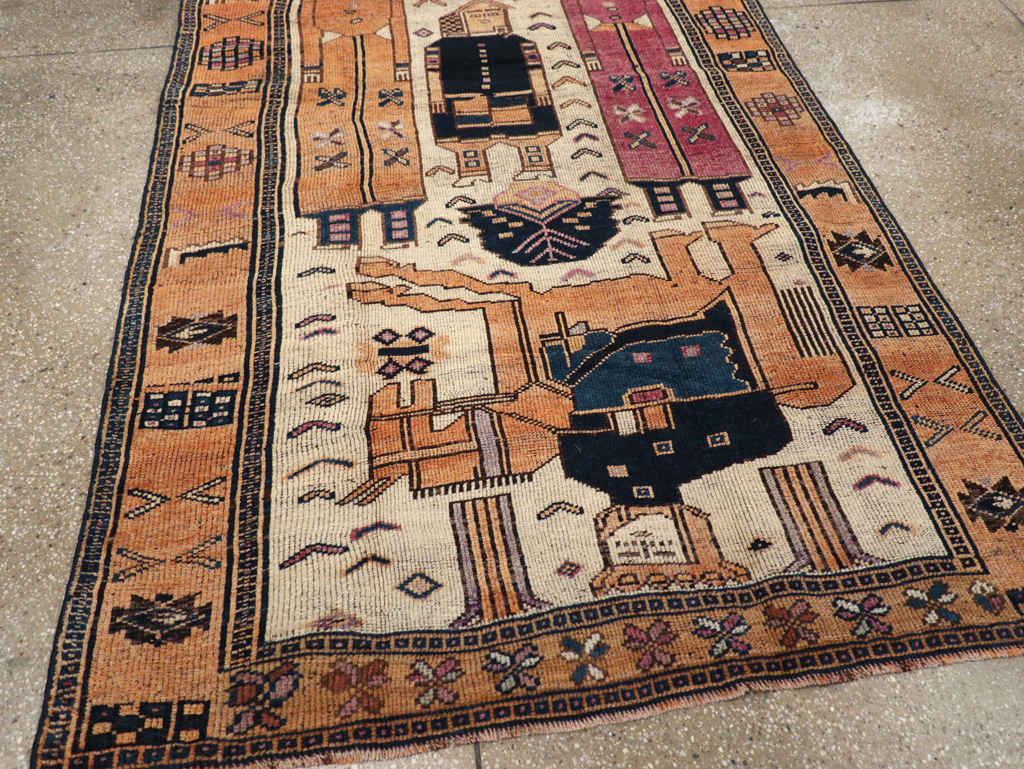 Vintage Persian Bakhtiari Pictorial Rug, No.31750 - Gss