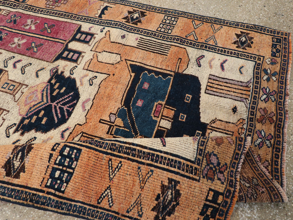 Vintage Persian Bakhtiari Pictorial Rug, No.31750 - Gss