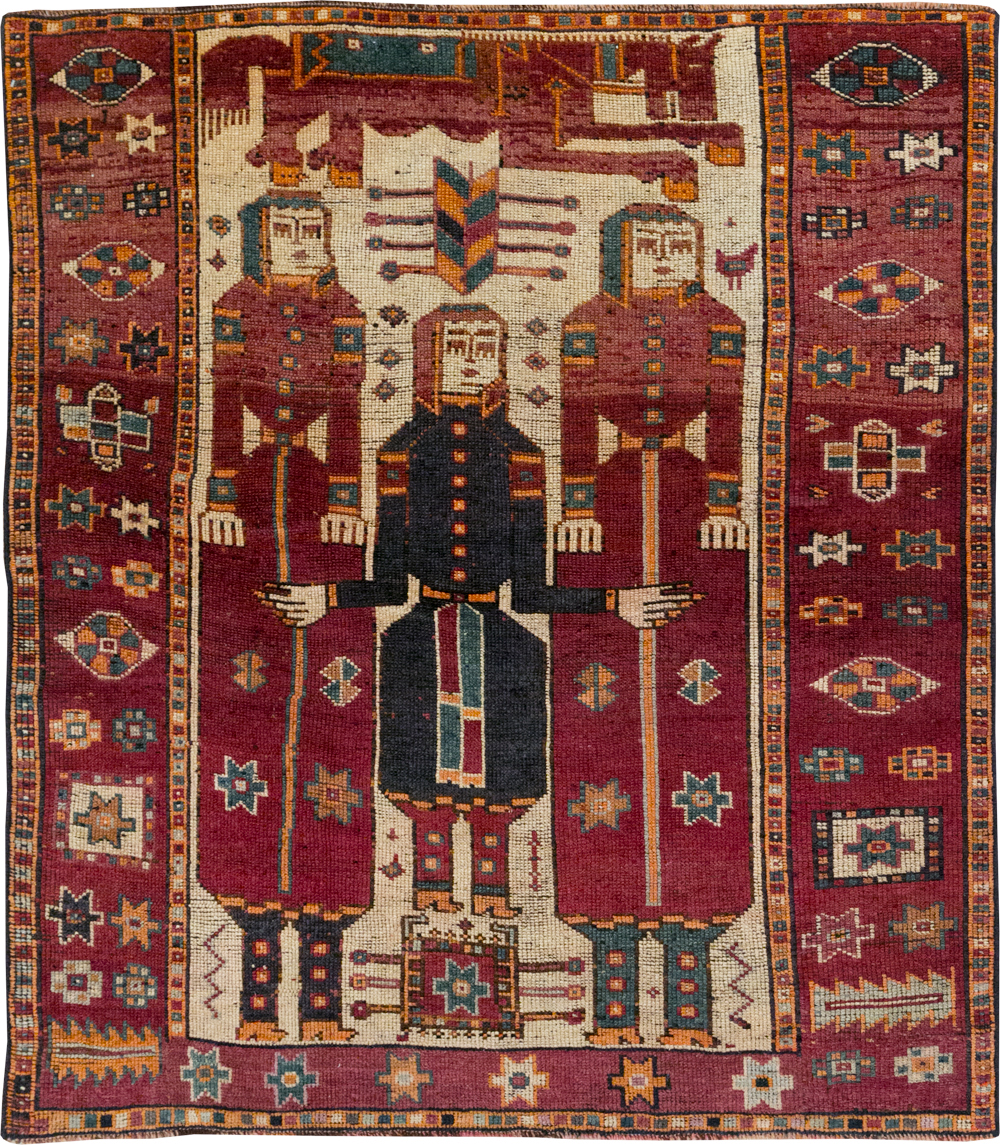 Vintage Persian Bakhtiari Pictorial Rug, No.31752 - Gss