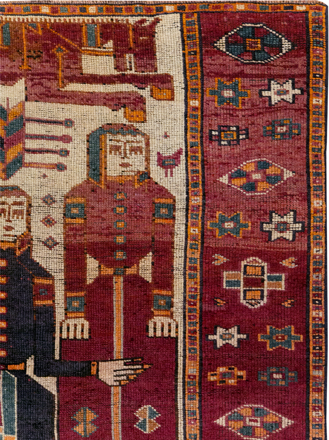 Vintage Persian Bakhtiari Pictorial Rug, No.31752 - Gss
