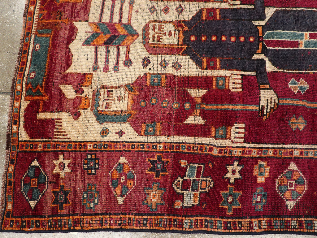 Vintage Persian Bakhtiari Pictorial Rug, No.31752 - Gss