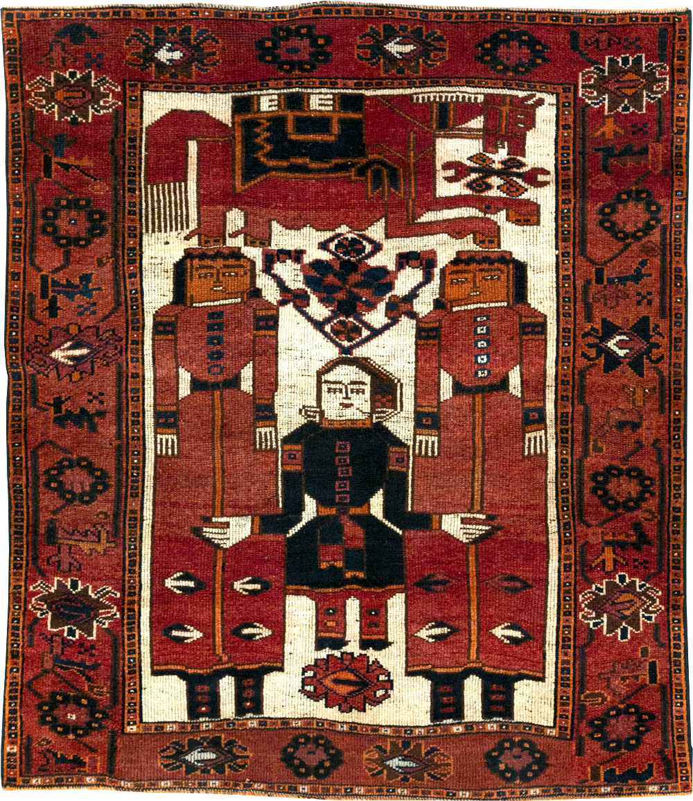 Vintage Persian Bakhtiari Pictorial Rug, No.31754 - Gss