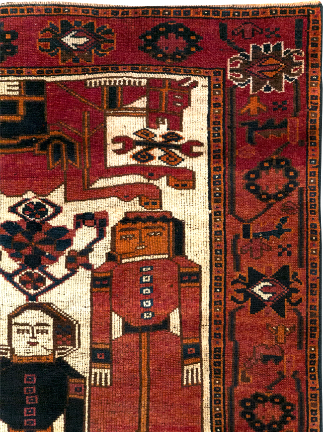 Vintage Persian Bakhtiari Pictorial Rug, No.31754 - Gss
